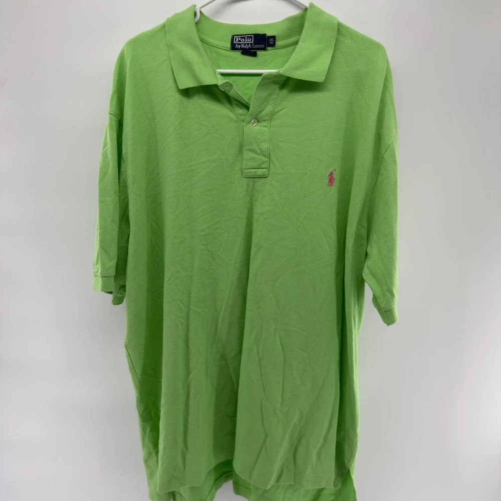 Polo‎ Ralph Lauren Mens 2XL Big Lime Green Pink Pony Polo Shirt